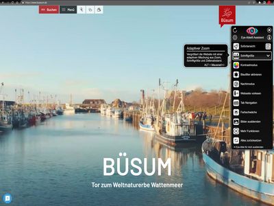 Um die Barrierefreiheit auf der Büsumer Internetpräsenz zu verbessern, wurde die Assistenzsoftware Eye-Able auf www.buesum.de integriert. 